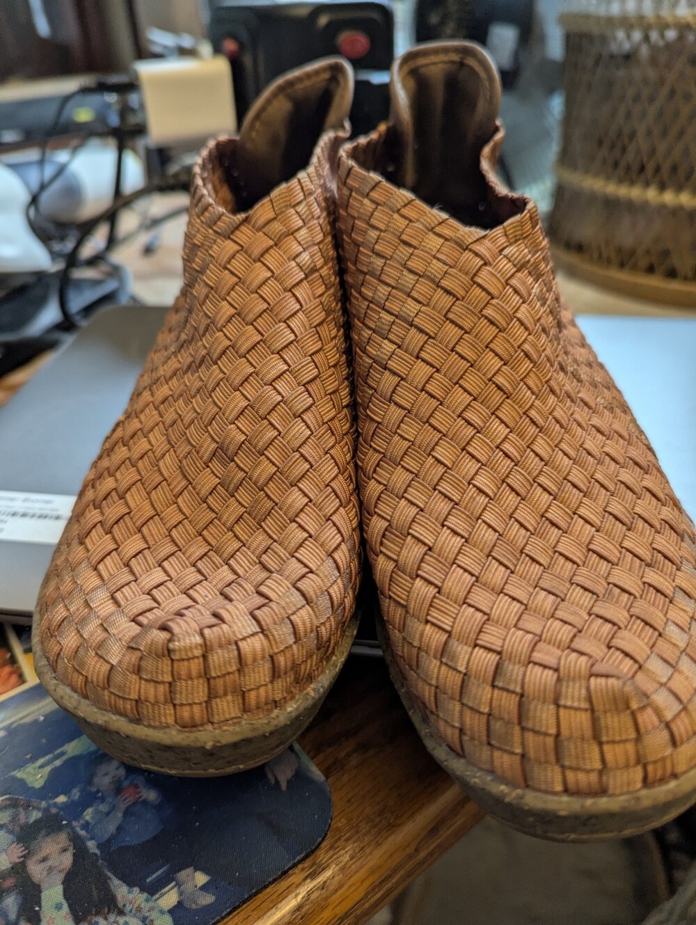 Exc Bernie Mev Copper Woven Elasticslipon  Wedged Botties Sz 40 (9US)